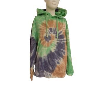 RVCA tie dye hoodie sweatshirt kangaroo pocket womens size 10 Medium NWT